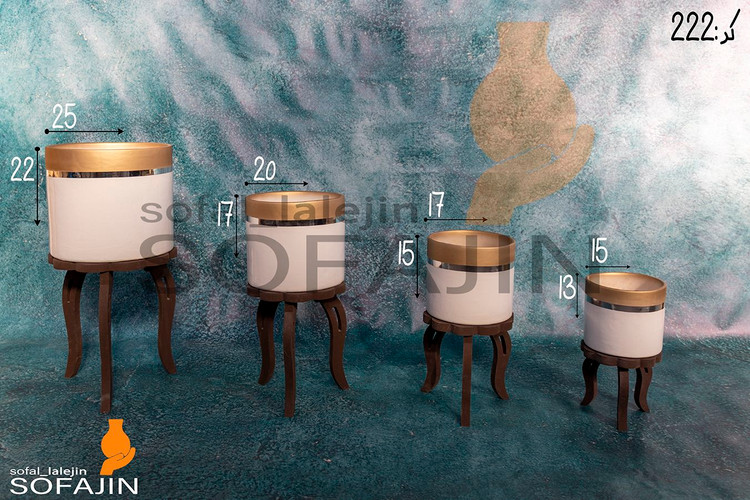 گلدان سرامیکی چهارتایی استوانه سفید و رنگ مات مناسب انواع گل و گیاه